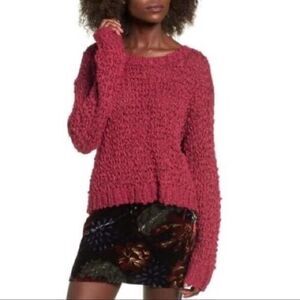 Band of Gypsies Chunky Knit Sweater Pullover Burgundy Size S  Cable Knit